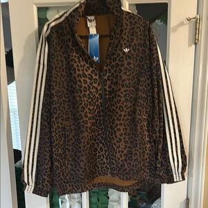 Adidas Brown Jean Jacket with Animal Print